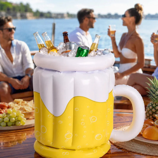 PARTYCHILL – Cubo de Hielo Inflable en Forma de Jarra de Cerveza para Bebidas Frías en Cualquier Fiesta