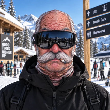 Pasamontañas con estampado de rostro realista – Máscara divertida de esquí y snowboard para aventuras en clima frío