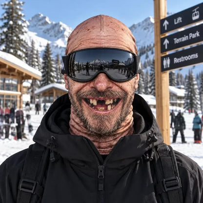 Pasamontañas con estampado de rostro realista – Máscara divertida de esquí y snowboard para aventuras en clima frío