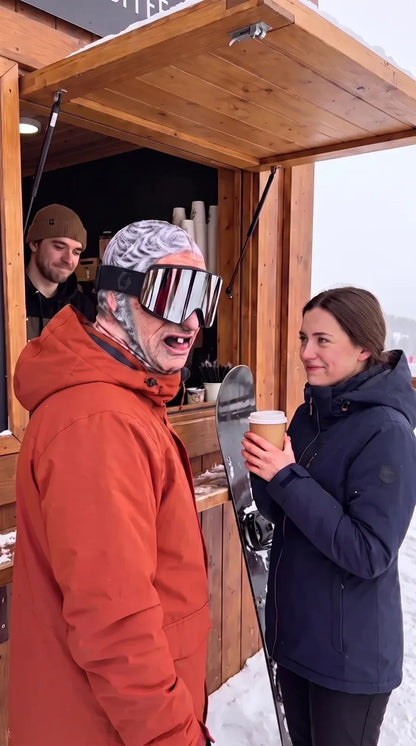 Pasamontañas con estampado de rostro realista – Máscara divertida de esquí y snowboard para aventuras en clima frío