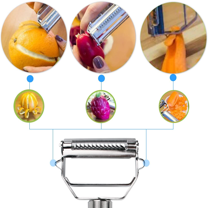 Pelador de Verduras Multifuncional de Acero Inoxidable Ultra Afilado y Cortador Juliana