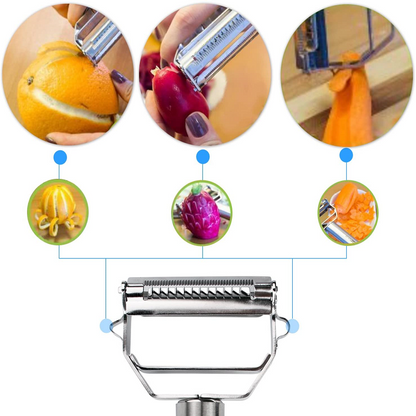 Pelador de Verduras Multifuncional de Acero Inoxidable Ultra Afilado y Cortador Juliana