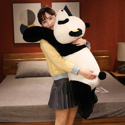 Peluche de panda gigante y perezoso, muñeco suave para máxima comodidad