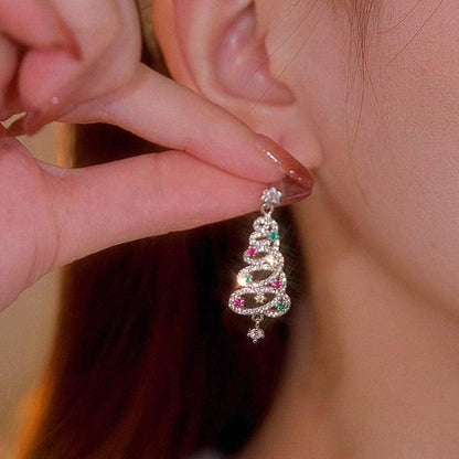 Pendientes brillantes con forma de árbol de Navidad