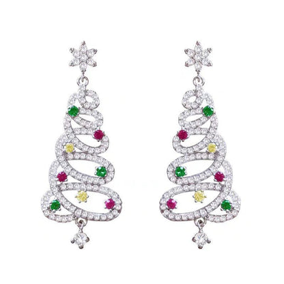 Pendientes brillantes con forma de árbol de Navidad