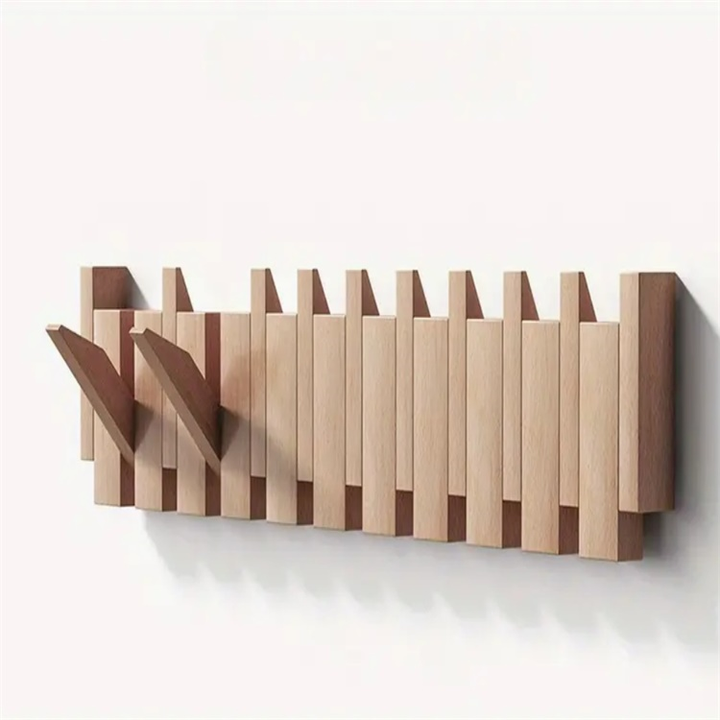 Percha de Madera con Ganchos Plegables Convenientes