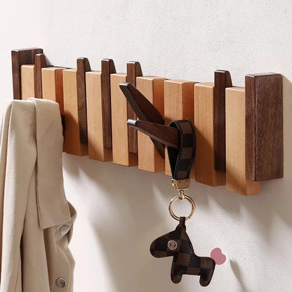 Percha de Madera con Ganchos Plegables Convenientes