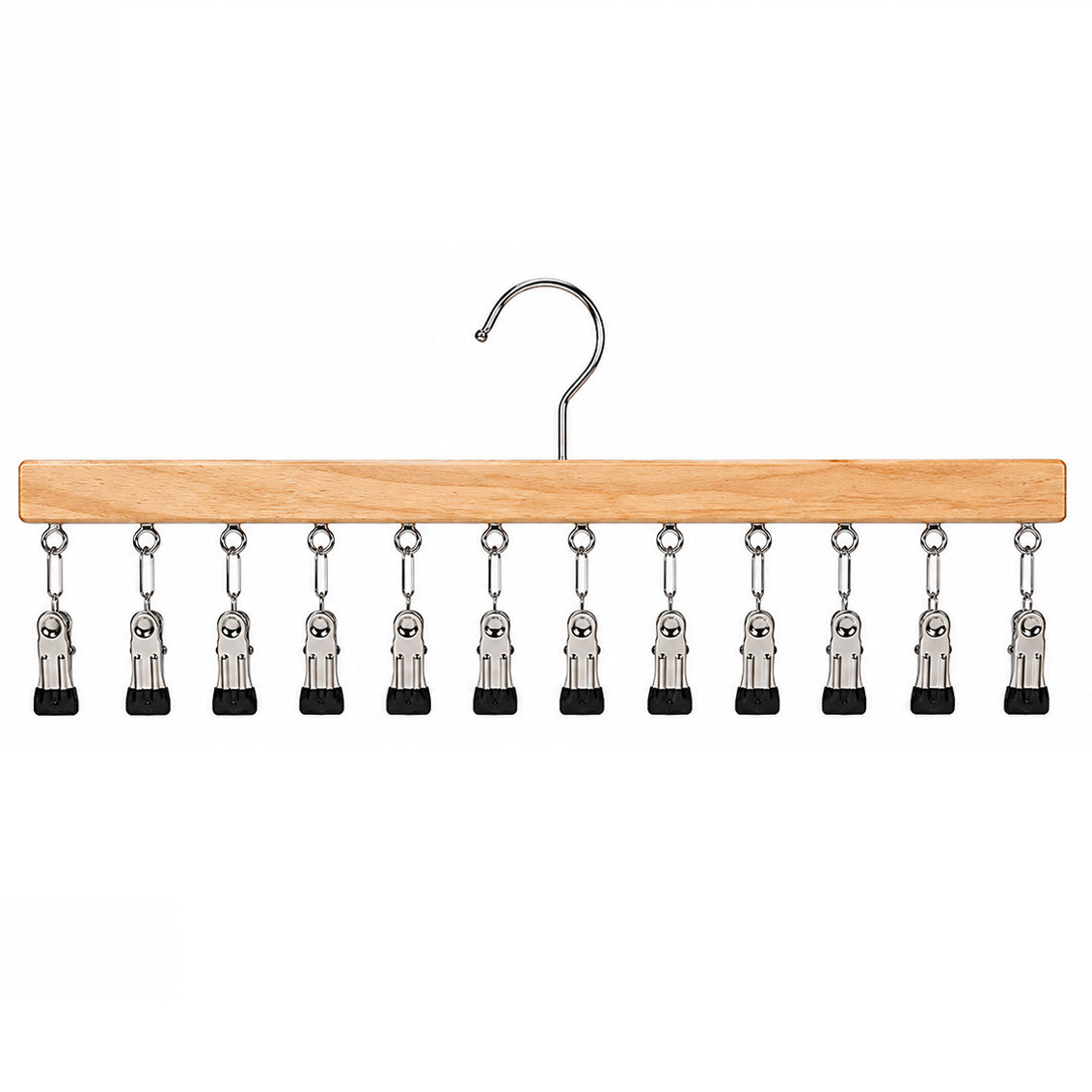 Percha múltiple de madera con 12 pinzas para ahorrar espacio