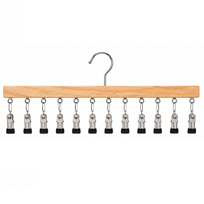 Percha múltiple de madera con 12 pinzas para ahorrar espacio