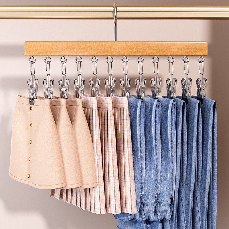 Percha múltiple de madera con 12 pinzas para ahorrar espacio