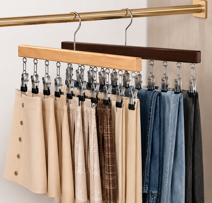 Percha múltiple de madera con 12 pinzas para ahorrar espacio