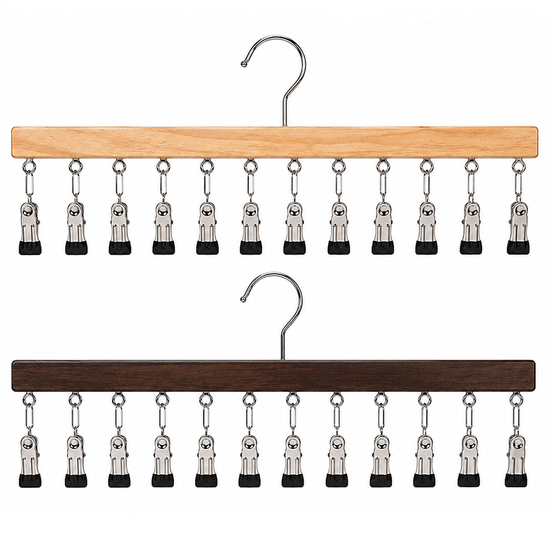 Percha múltiple de madera con 12 pinzas para ahorrar espacio