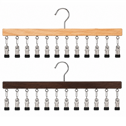 Percha múltiple de madera con 12 pinzas para ahorrar espacio