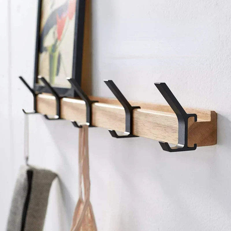 Percheros Móviles Elegante Combinación de Madera y Metal