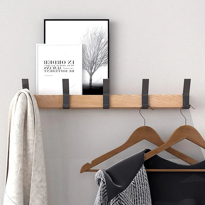 Percheros Móviles Elegante Combinación de Madera y Metal