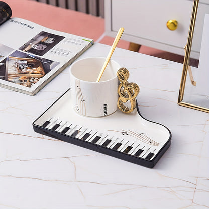 Pianissimo Taste – Conjunto de Taza y Bandeja Elegante para Amantes de la Música