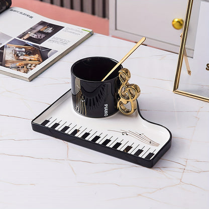 Pianissimo Taste – Conjunto de Taza y Bandeja Elegante para Amantes de la Música