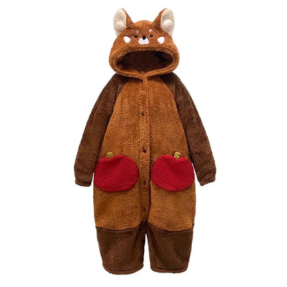 Pijama kawaii de panda rojo de dibujos animados