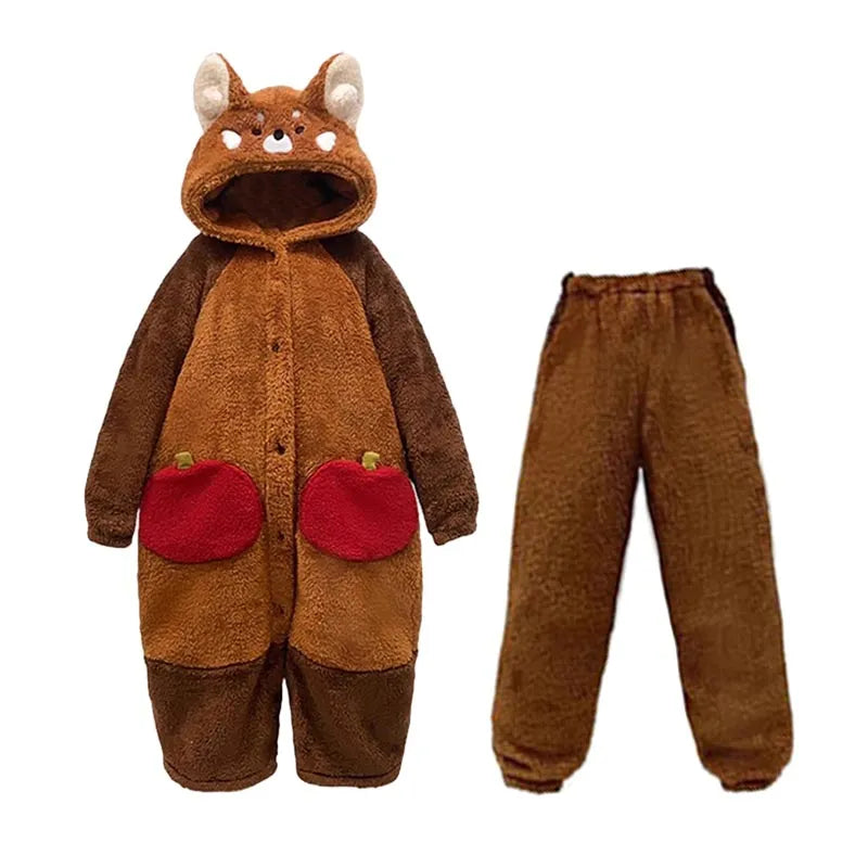 Pijama kawaii de panda rojo de dibujos animados