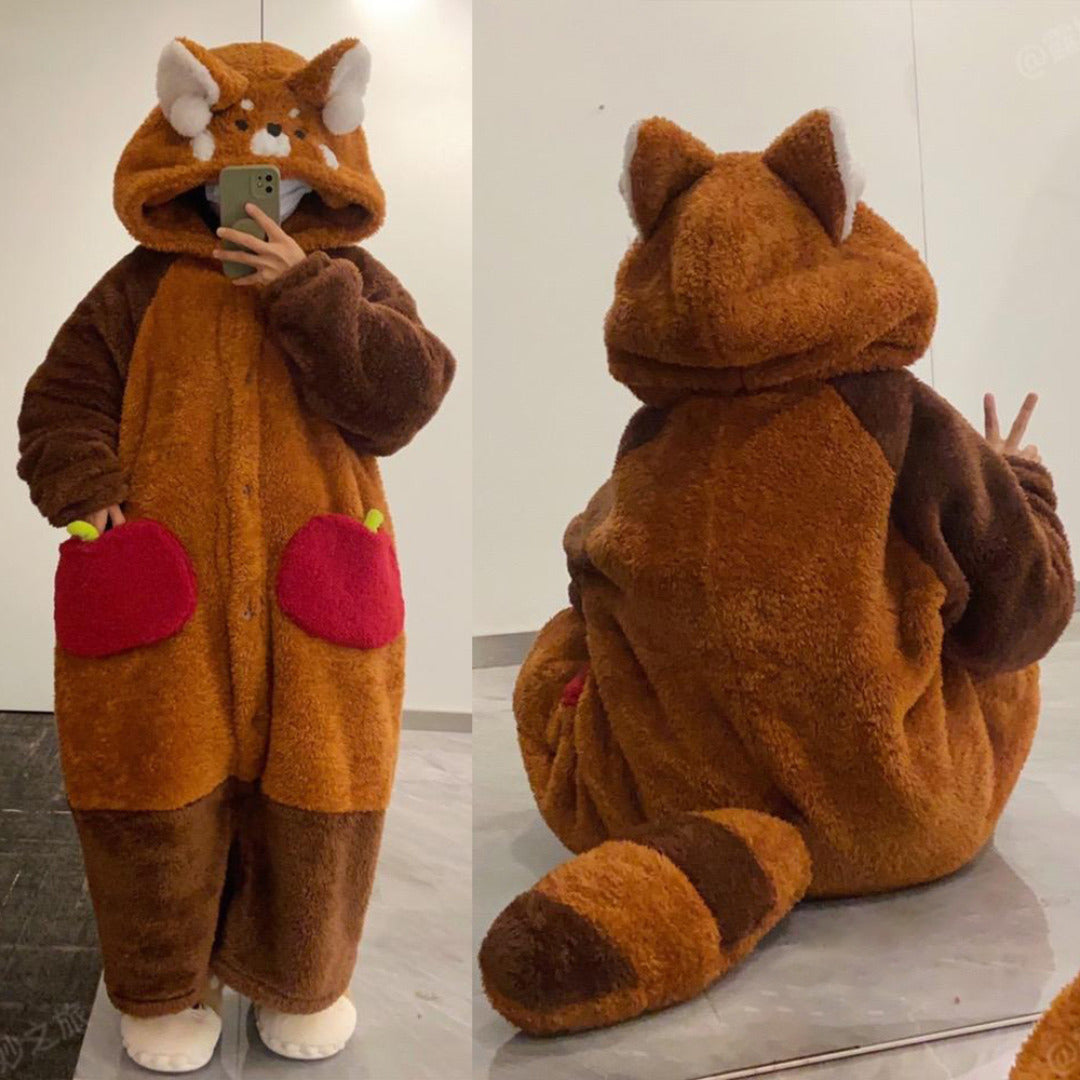 Pijama kawaii de panda rojo de dibujos animados