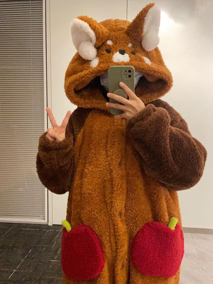 Pijama kawaii de panda rojo de dibujos animados