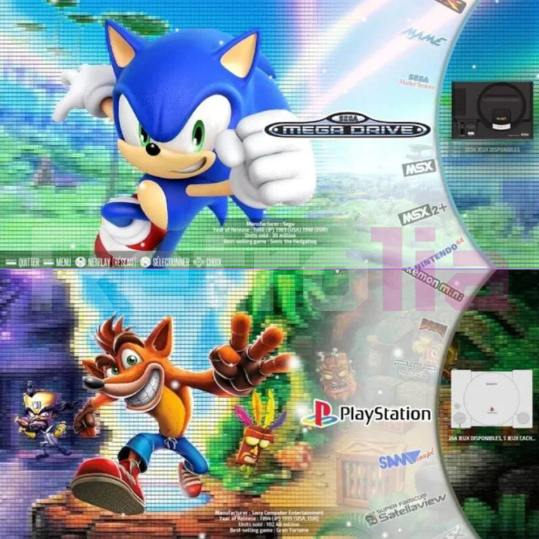 PixelDrive 64gb: Original con 2 controladores - Más de 20,000 juegos desde Mario hasta Pokémon