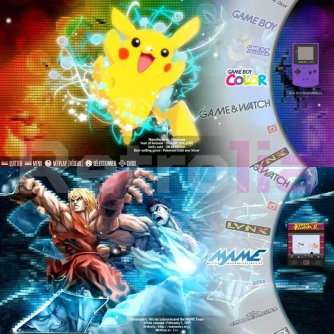 PixelDrive 64gb: Original con 2 controladores - Más de 20,000 juegos desde Mario hasta Pokémon