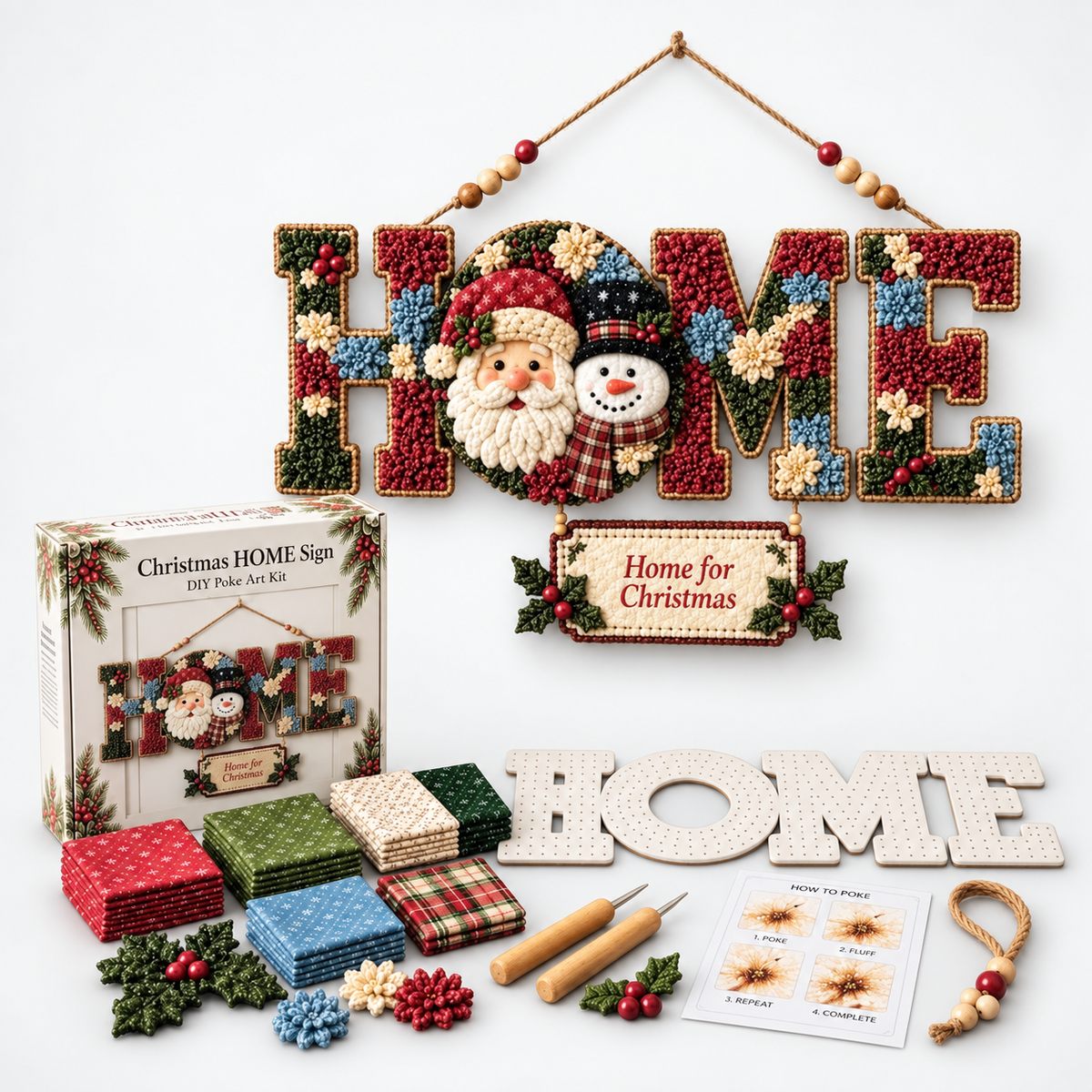 Pokeleigh Kit de manualidades DIY para letrero navideño colgante de pared