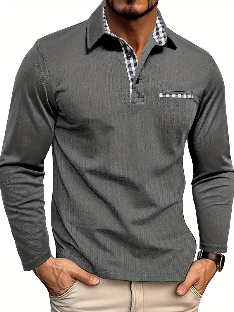 Polo de manga larga para hombre