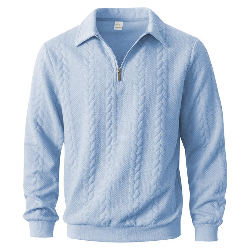 Polo para hombre con media cremallera y punto de ochos
