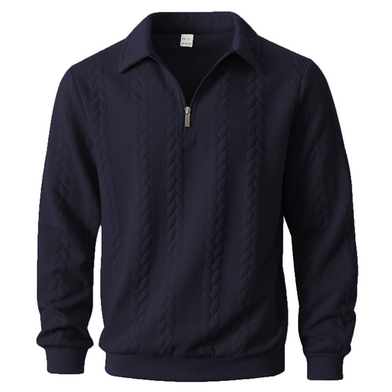 Polo para hombre con media cremallera y punto de ochos