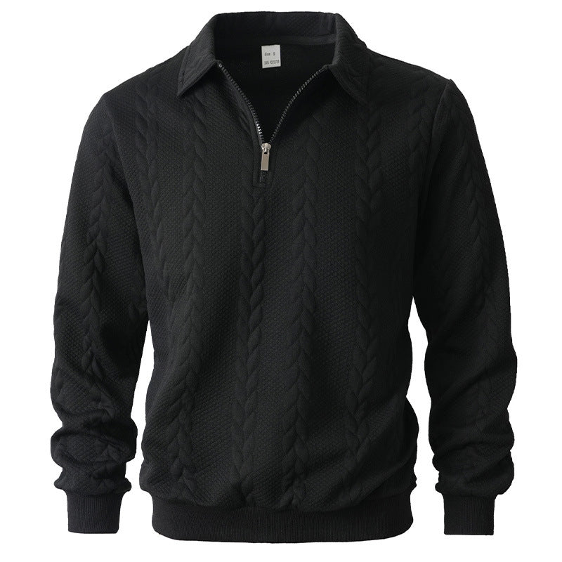 Polo para hombre con media cremallera y punto de ochos