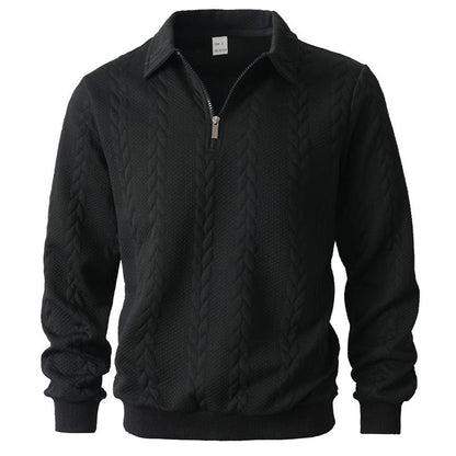 Polo para hombre con media cremallera y punto de ochos
