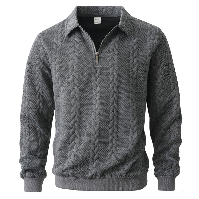 Polo para hombre con media cremallera y punto de ochos