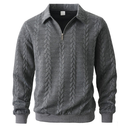 Polo para hombre con media cremallera y punto de ochos
