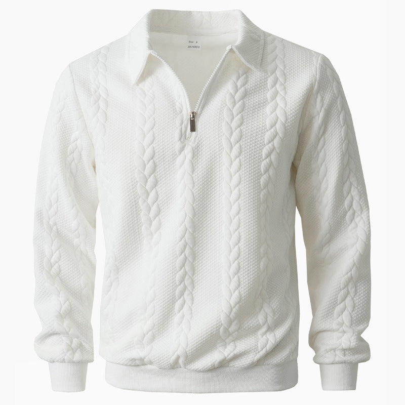 Polo para hombre con media cremallera y punto de ochos