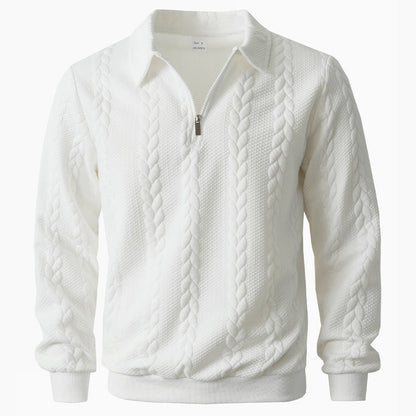 Polo para hombre con media cremallera y punto de ochos