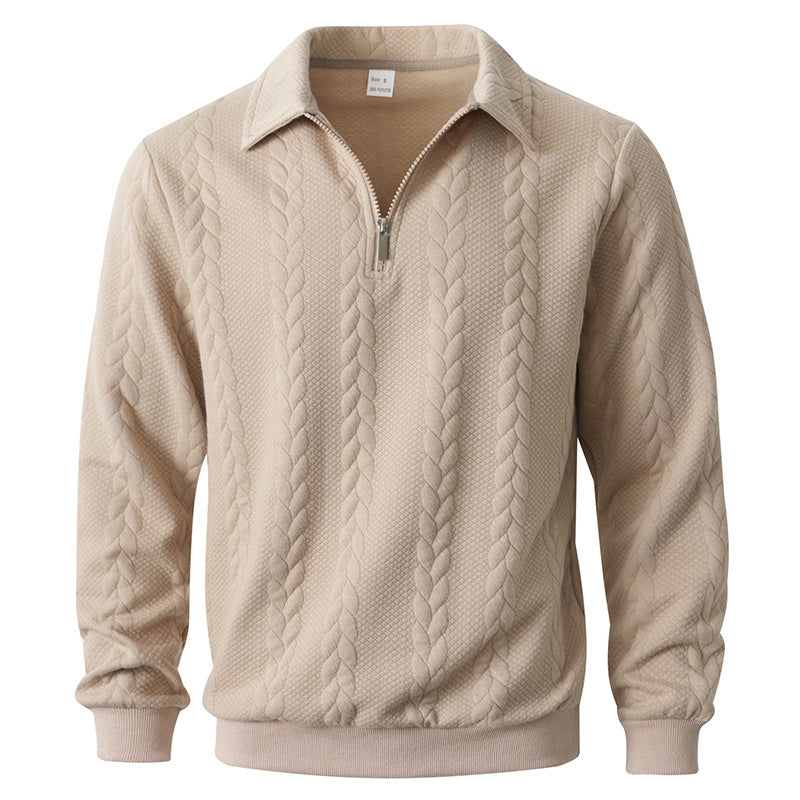 Polo para hombre con media cremallera y punto de ochos