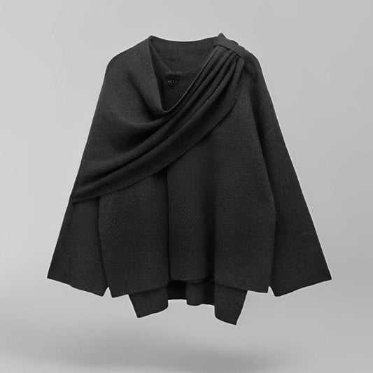Poncho asimétrico, elegante y cálido