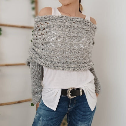 Poncho Envoltura de Chal Cortado de Punto