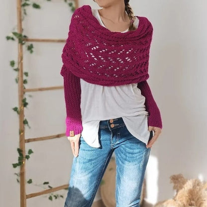 Poncho Envoltura de Chal Cortado de Punto