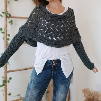 Poncho Envoltura de Chal Cortado de Punto