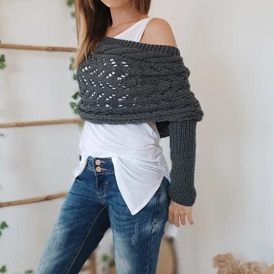 Poncho Envoltura de Chal Cortado de Punto