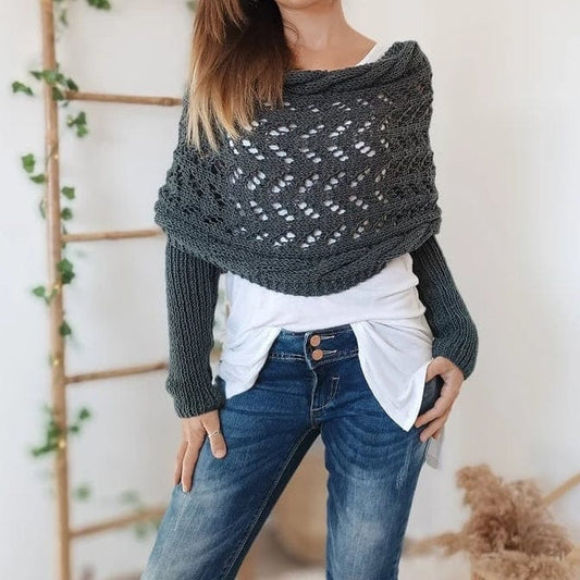 Poncho Envoltura de Chal Cortado de Punto