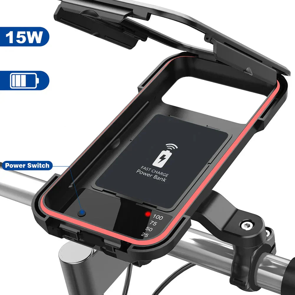 Powerbank de 15W - Soporte Impermeable para Manillar de Bicicleta