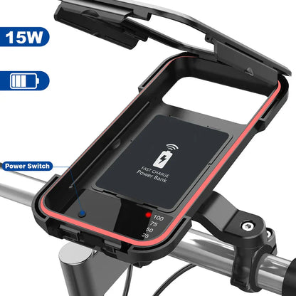 Powerbank de 15W - Soporte Impermeable para Manillar de Bicicleta