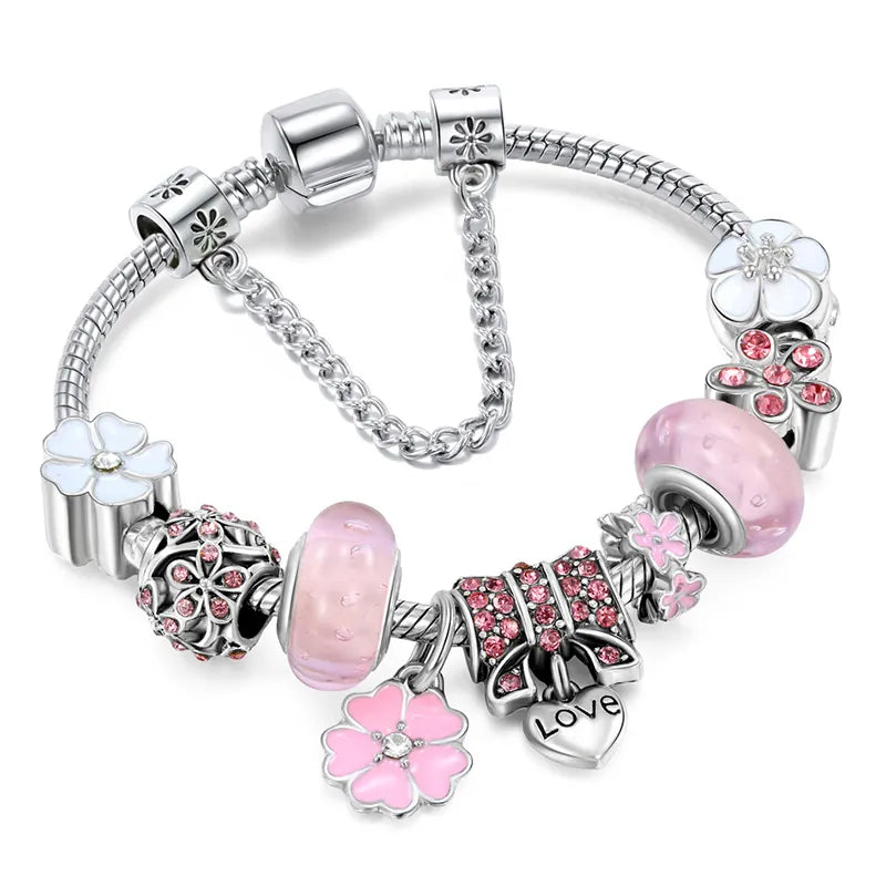 Pulsera de Encanto de Flor de Durazno | Diseño Elegante y Delicado