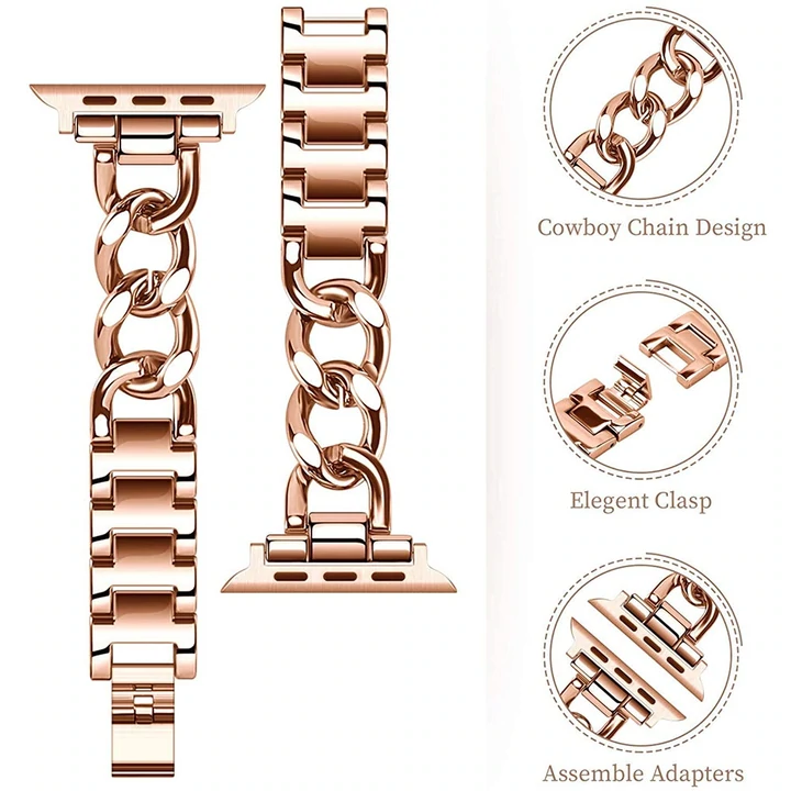 Pulsera de Enlace Cubano para Reloj Inteligente de Lujo