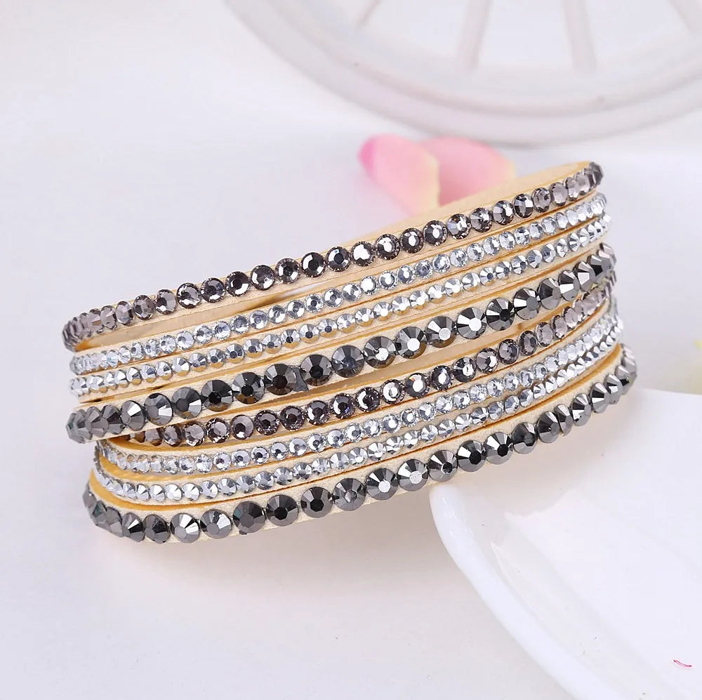 Pulsera Envoltura de Rhinestones en Capas