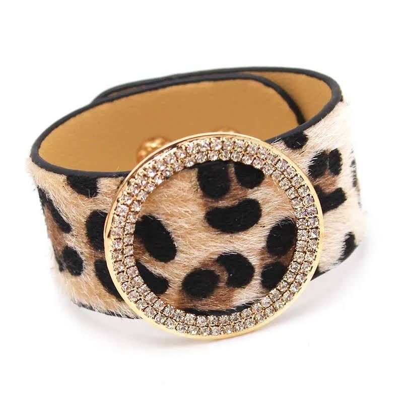 Pulsera Envolvente de Leopardo de Cuero | Accesorio Artesanal Exquisito